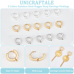 18Pcs 3 Colors 201 Stainless Steel Huggie Hoop Earrings Findings&nbsp;STAS-UN0056-83