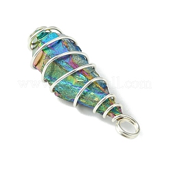 5Pcs Electroplated Natural Quartz Pendants&nbsp;PALLOY-JF03150