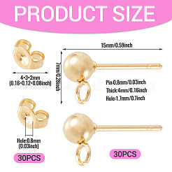 30Pcs 304 Stainless Steel Stud Earring Findings&nbsp;STAS-TA0003-25