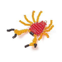 Natural Black Spinel Faceted Round & Glass Seed Beaded Crab Pendants&nbsp;PALLOY-MZ00967