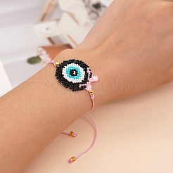 Bohemian Style Apple Shape Evil Eye Charm Glass Seed Bead Link Bracelets&nbsp;SC9475-2