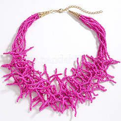 Boho Coral Shaped Glass Seed Beaded Cluster Necklaces&nbsp;FS-WGDCDA2-03