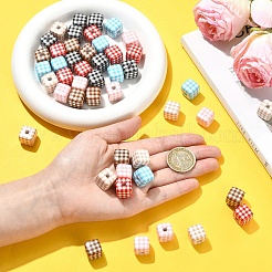 24Pcs 6 Colors Printed Opaque Acrylic Beads&nbsp;MACR-YW0004-77