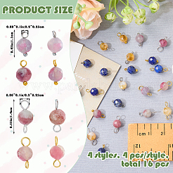 16Pcs 4 Styles October Birthstone Natural Plum Blossom Tourmaline Pendant and Connector Charms&nbsp;PALLOY-SW00115