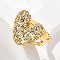 Brass Micro Pave Clear Cubic Zirconia Cuff Earrings&nbsp;EJEW-F359-13G