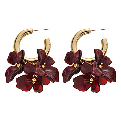 Flower Alloy & Acrylic Dangle Stud Earrings&nbsp;FS-WG3E8C4-03
