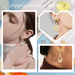 40Pcs 2 Colors 201 Stainless Steel Flat Round Stud Earring Findings&nbsp;STAS-SC0005-35