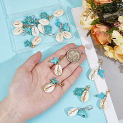 16Pcs 8 Styles Natural Shell Pendant Decorations&nbsp;HJEW-GO00214