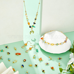 84Pcs 7 Colors Natural Gemstone Connector Charms&nbsp;PALLOY-FH00125