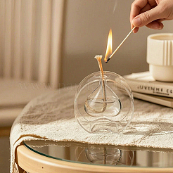 Transparent Glass Candle Holders with Candle Wick&nbsp;DIY-WH0308-997C