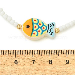 Glass & Brass Beaded Necklaces&nbsp;NJEW-JN06622