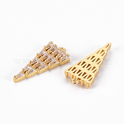 Brass Micro Pave Clear Cubic Zirconia Pendants&nbsp;ZIRC-S068-032-NF