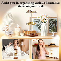 Wood with Iron Desktop Jewelry Display Stands&nbsp;ODIS-WH0038-258