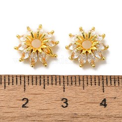 Brass Micro Pave Clear Cubic Zirconia Bead Caps&nbsp;KK-C072-01A-G
