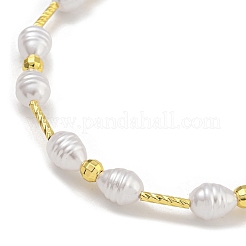 Rack Plating Brass & ABS Plastic Pearl Beads Beaded Necklaces for Women&nbsp;NJEW-C059-12G