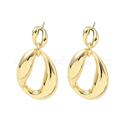 Oval Brass Dangle Stud Earrings&nbsp;EJEW-A132-03G