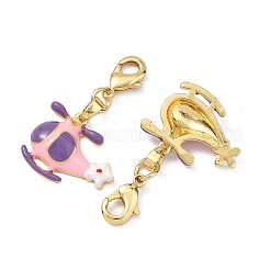Helicopter Brass Enamel Pendant Decorations&nbsp;KK-B198-04G
