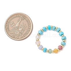 3Pcs Gemstone Disc Bead with Brass Finger Rings&nbsp;RJEW-JR00985-01