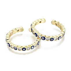Brass Micro Pave Clear Cubic Zirconia Cuff Rings&nbsp;RJEW-T016-07G-NF