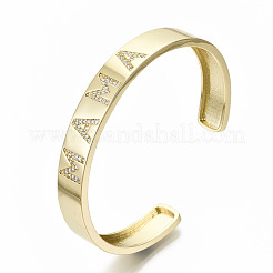 Brass Micro Pave Clear Cubic Zirconia Cuff Bangles&nbsp;BJEW-S142-008-NF
