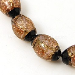 Handmade Gold Sand Lampwork Beads Strands&nbsp;LAMP-G066-M
