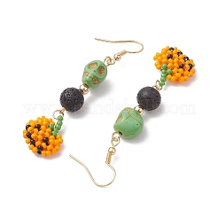Glass Beads Pendant Dangle Earring&nbsp;EJEW-MZ00136