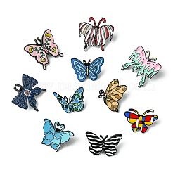 10Pcs 10 Styles Black Alloy Brooches&nbsp;JEWB-CJ0001-36