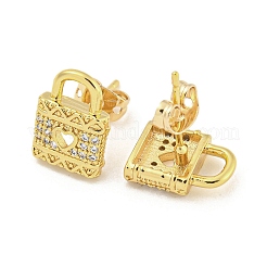 Brass Micro Pave Cubic Zirconia Ear Studs&nbsp;EJEW-P261-29B-G