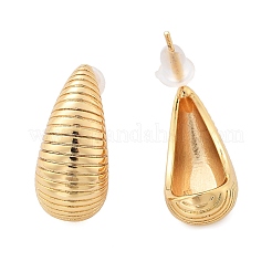 Brass Stripe Teardrop Stud Earrings&nbsp;EJEW-K286-09G