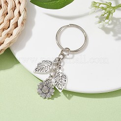 Sunflower & Leaf Tibetan Style Alloy Pendant Keychain&nbsp;KEYC-JKC00710