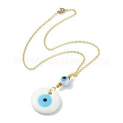 Lampwork Evil Eye Pendant Necklace&nbsp;NJEW-JN04614-01