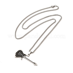 201 Stainless Steel Guitar Pendant Box Chain Necklaces&nbsp;NJEW-R001-06P-02