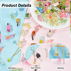 64Pcs 18 Styles Resin Bottle Drink Pendants&nbsp;RESI-AR0001-36