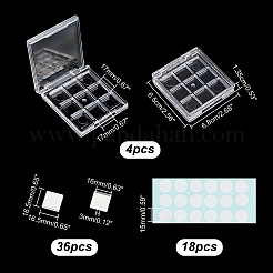 4Pcs DIY Refillable Plastic 9 Compartments Eyeshadow Palettes Sub Boxes&nbsp;DIY-OC0011-32