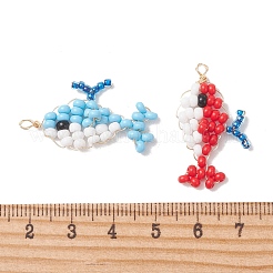 Baking Paint Glass Seed Beads and Eco-Friendly Copper Wire Pendants&nbsp;PALLOY-MZ01327