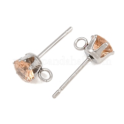 304 Stainless Steel Micro Pave Cubic Zirconia Stud Earring Findings&nbsp;STAS-H240-56P-04