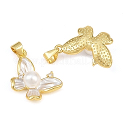 Brass Micro Pave Clear Cubic Zirconia Pendants&nbsp;KK-CBA6A75-47A-G