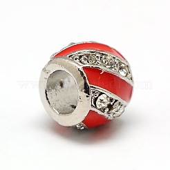 Platinum Plated Alloy Enamel Rhinestone European Beads&nbsp;MPDL-A023-A