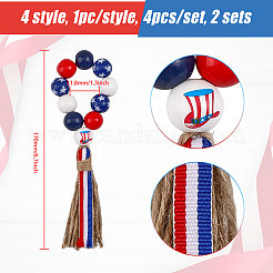 Independence Day Wood Bead Napkin Rings&nbsp;AJEW-FH0003-52