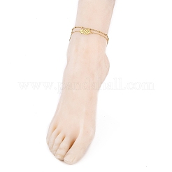 Ion Plating(IP) 304 Stainless Steel Multi-strand Anklets&nbsp;AJEW-AN00332-03