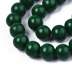 Spray Painted Natural Wood Beads Strands&nbsp;WOOD-S053-57C