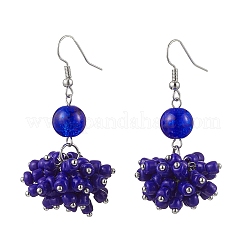 Glass Round Dangle Earrings&nbsp;EJEW-JE06550-01