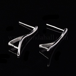 Anti-Tarnish Rhodium Plated 925 Sterling Silver Stud Earring Findings&nbsp;STER-F048-36P