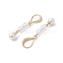 Brass with Glass Beads and ABS Plastic Imitation Pearl Dangle Earring&nbsp;EJEW-JE05939