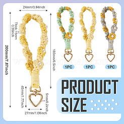 3Pcs Cotton Braided Flower Pendant Decorations&nbsp;AJEW-TA0002-72B