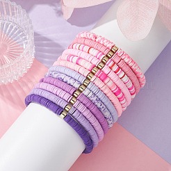 12Pcs 12 Color Polymer Clay Heishi Surfer Stretch Bracelets Set with Plastic Beaded&nbsp;BJEW-JB09548