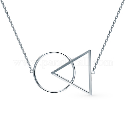 Geometric Triangle Silver Necklace and Earrings Set for Everyday Wear&nbsp;RC4347-3