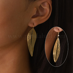 304 Stainless Steel Leaf Shape Dangle Earrings for Women&nbsp;WG5813C-01