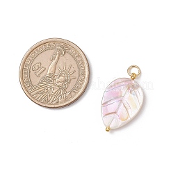 Natural Freshwater Shell Carved Leaf Pendants&nbsp;PALLOY-JF04190