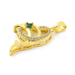 Brass Micro Pave Clear Cubic Zirconia Pendants&nbsp;KK-P263-05B-G